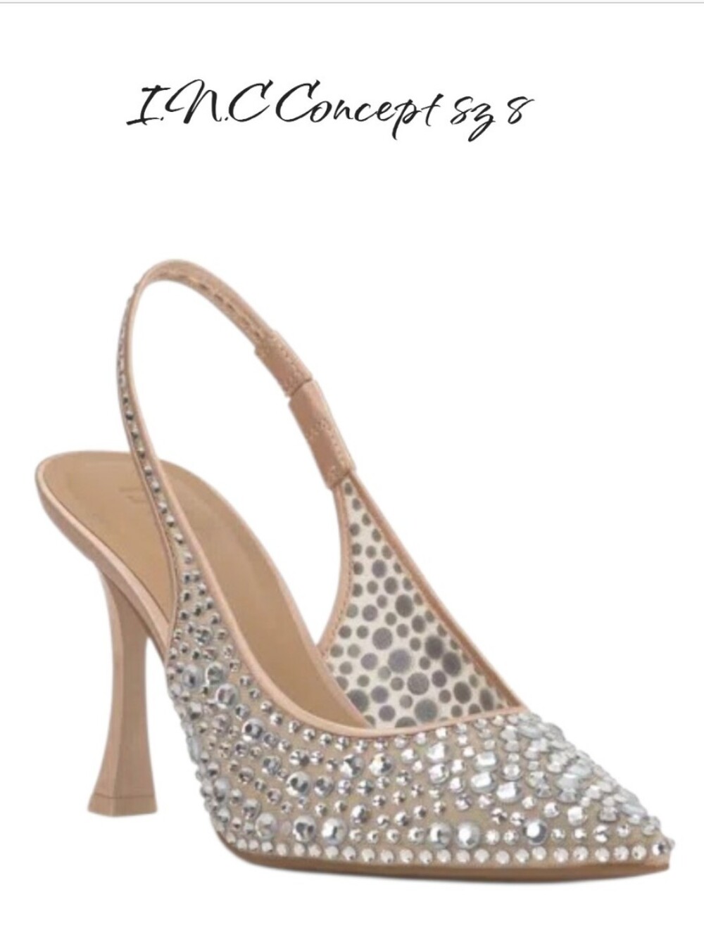 INC International Concepts Alanze Rhinestone Slingback Pumps Champagne 8